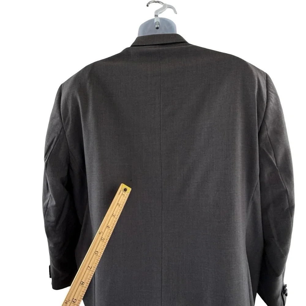 Vera Wang Men's Tuxedo Jacket 54R Gray Wool Satin Trim Formal Blazer Notch Lapel
